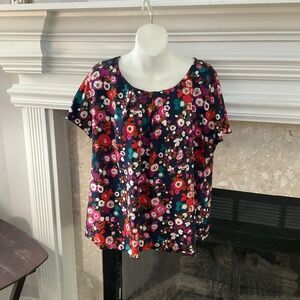 Boden Silk-Blend Vibrant Floral Blouse EUC Size 16